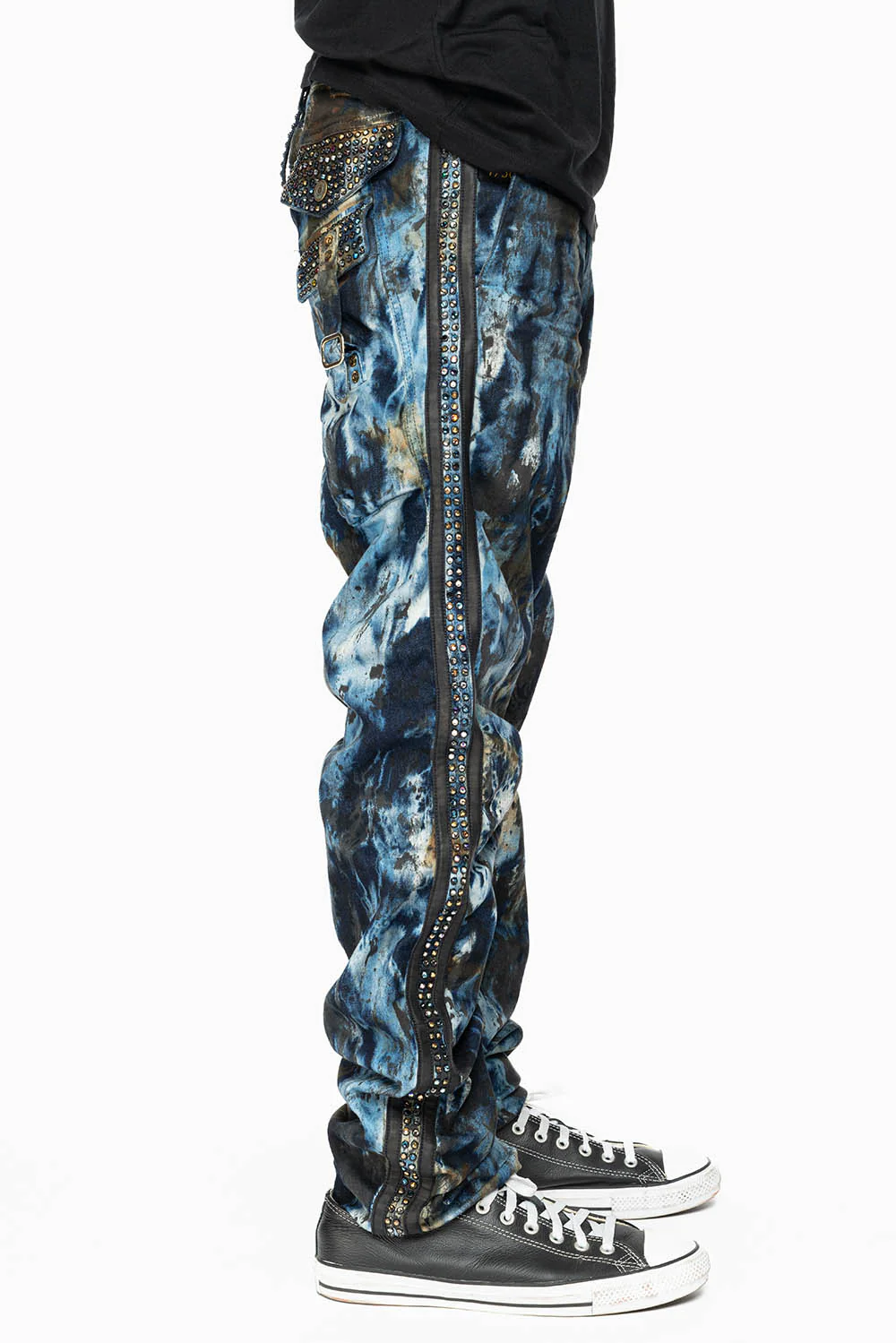 ARCHIVE LIMITED EDITION WARRIOR MILITARY JEAN IN BABA BLUE WASH WITH CRYSTALS - Image 3