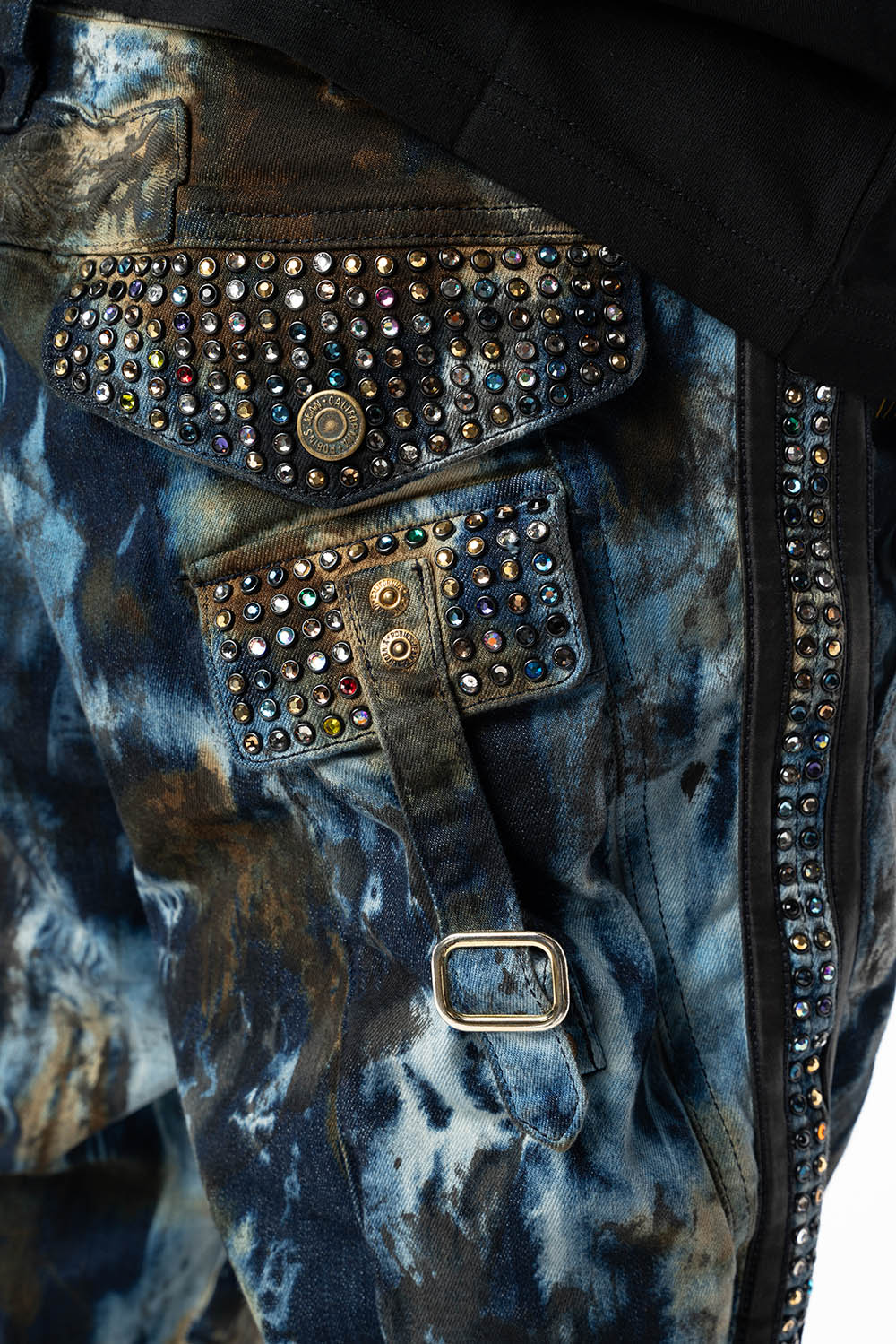 ARCHIVE LIMITED EDITION WARRIOR MILITARY JEAN IN BABA BLUE WASH WITH CRYSTALS - Image 4