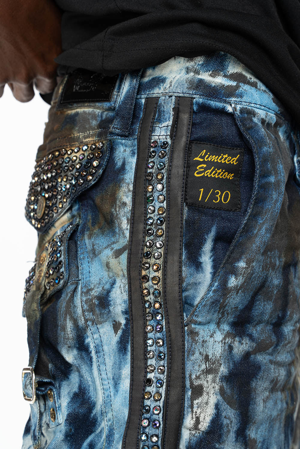 ARCHIVE LIMITED EDITION WARRIOR MILITARY JEAN IN BABA BLUE WASH WITH CRYSTALS - Image 5