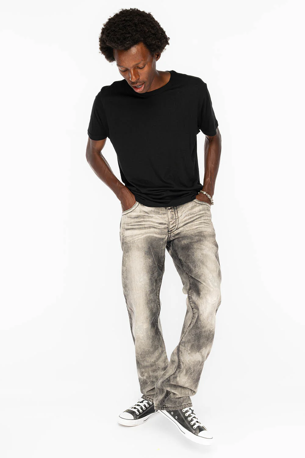 MENS DOUBLE BACK POCKET JEANS WITH CRYSTALS IN CHEROKEE WASH - Image 7