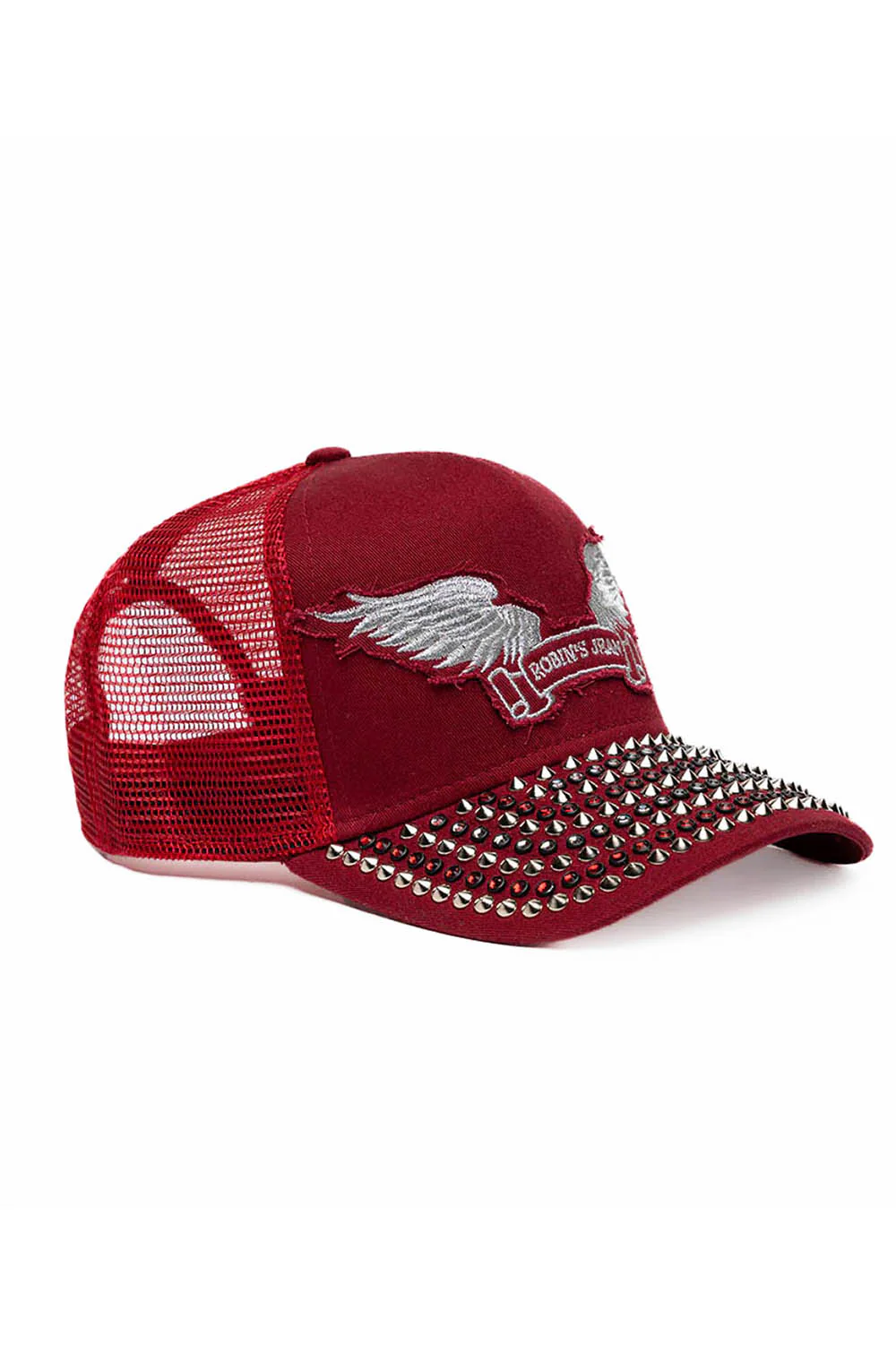 BURGUNDY TRUCKER HAT WITH SILVER EMBELLISHMENT - Image 3
