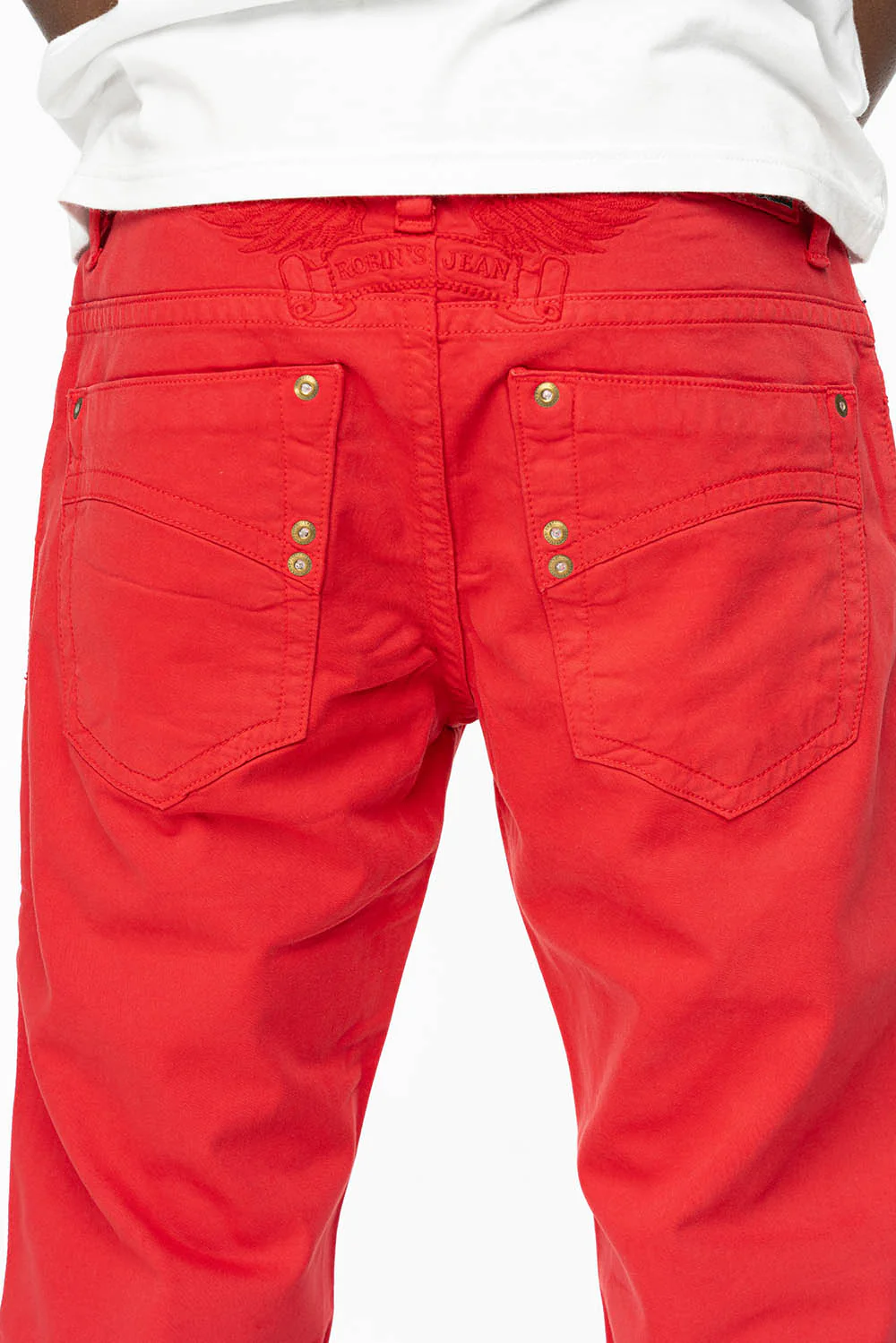 CLASSIC 5 POCKET  SLIM  LEG JEANS  IN RED - Image 5