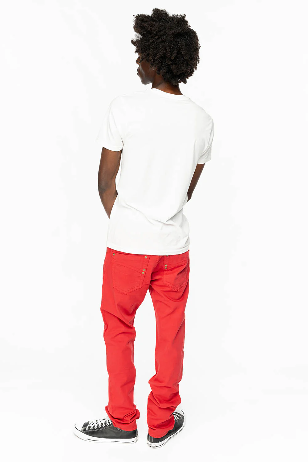 CLASSIC 5 POCKET  SLIM  LEG JEANS  IN RED - Image 7