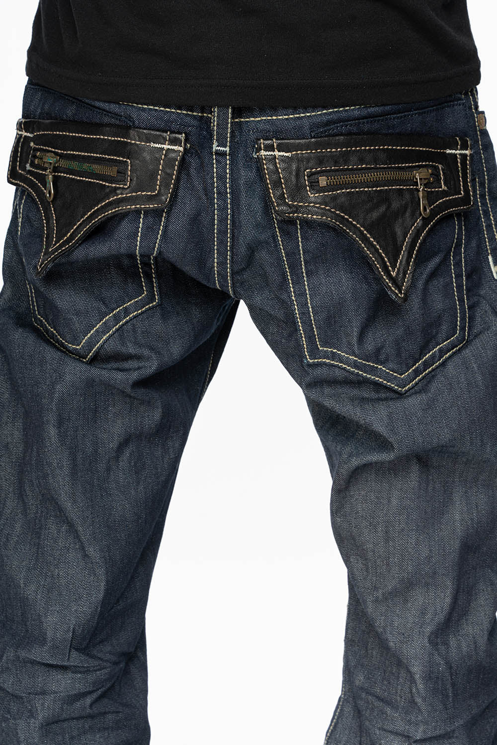 CLINT W/BLACK LEATHER ZIPPER  FLAPS IN RINSE WASH - Image 4