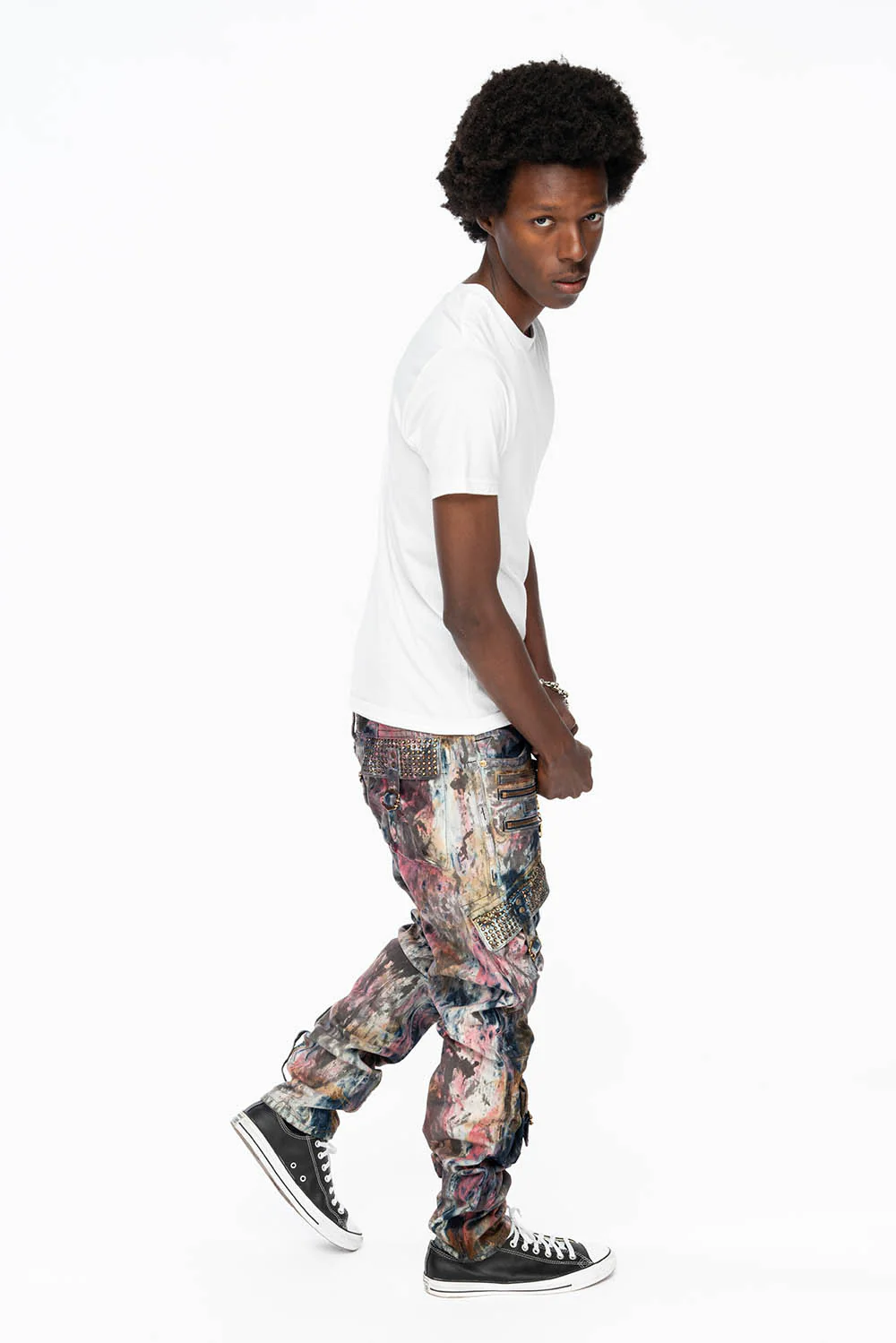 RAPTOR MILITARY STYLE CARGO JEAN IN BABA RED WITH CRYSTALS - Image 10