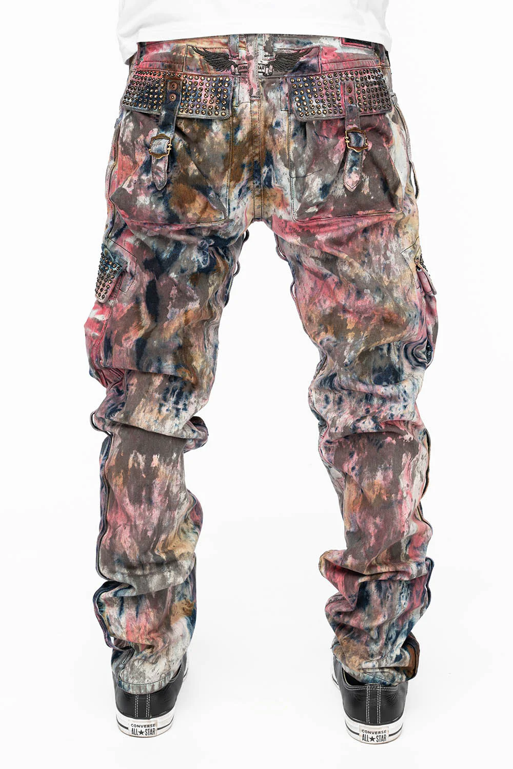 RAPTOR MILITARY STYLE CARGO JEAN IN BABA RED WITH CRYSTALS - Image 4