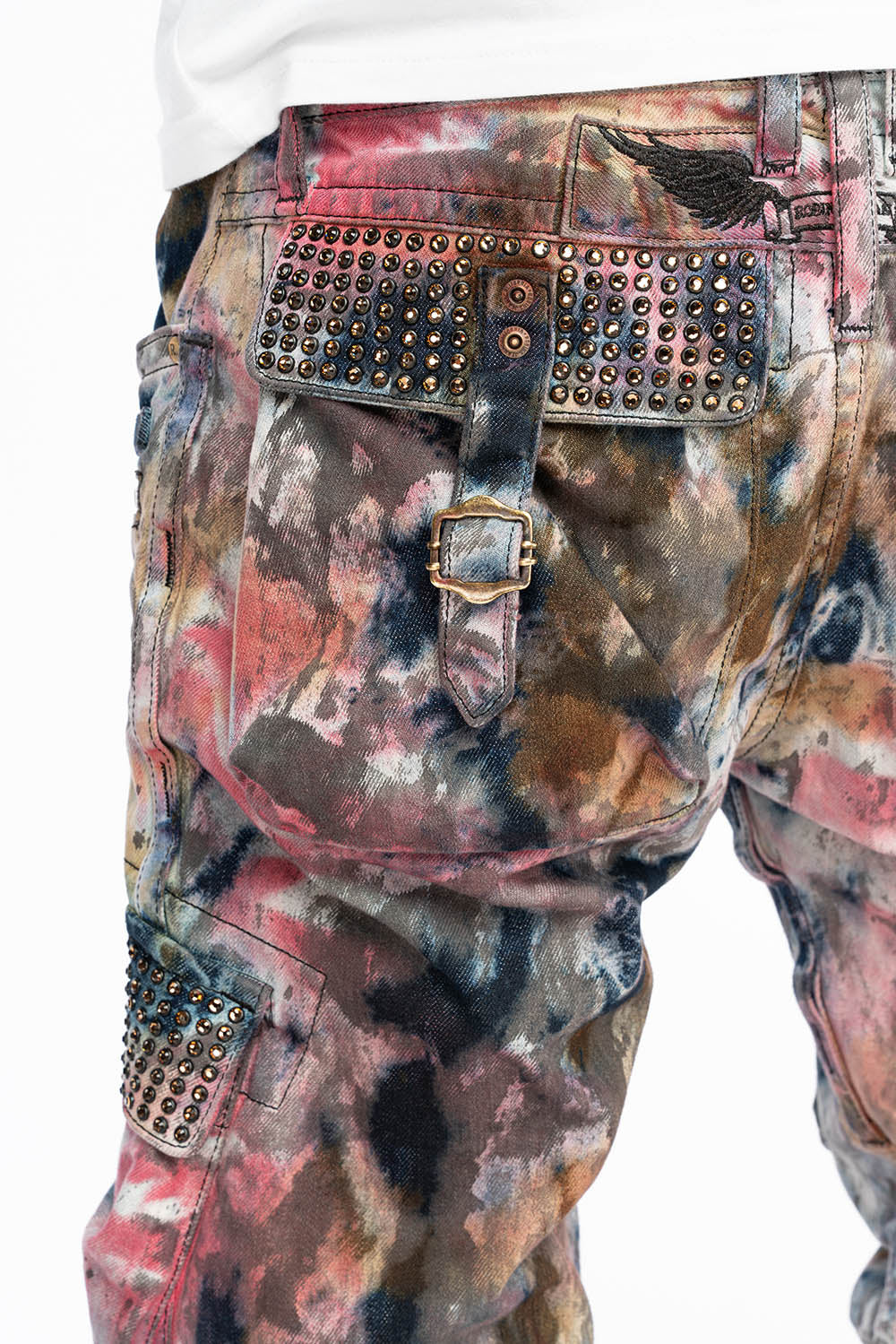 RAPTOR MILITARY STYLE CARGO JEAN IN BABA RED WITH CRYSTALS - Image 6