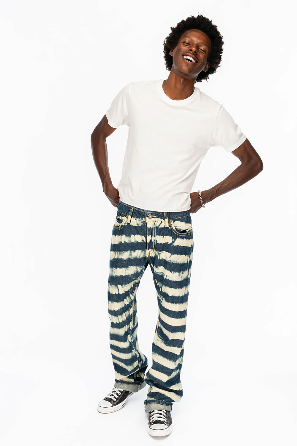 BLACK TOBACCO MENS BOOTCUT JEANS WITH CONTRAST STITCHING AND LEATHER INSERTS - Image 5