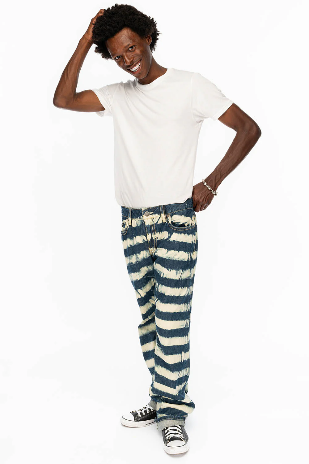 BLACK TOBACCO MENS BOOTCUT JEANS WITH CONTRAST STITCHING AND LEATHER INSERTS - Image 6