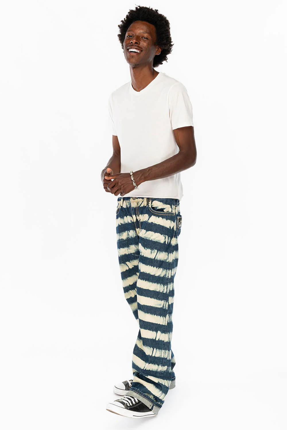 BLACK TOBACCO MENS BOOTCUT JEANS WITH CONTRAST STITCHING AND LEATHER INSERTS - Image 7