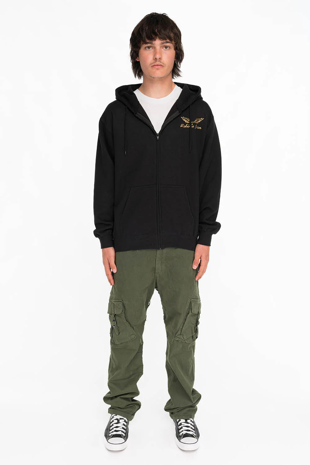 ROBINS SNAKE SKULL GOLD GLITTER ZIP HOODIE IN BLACK - Image 5