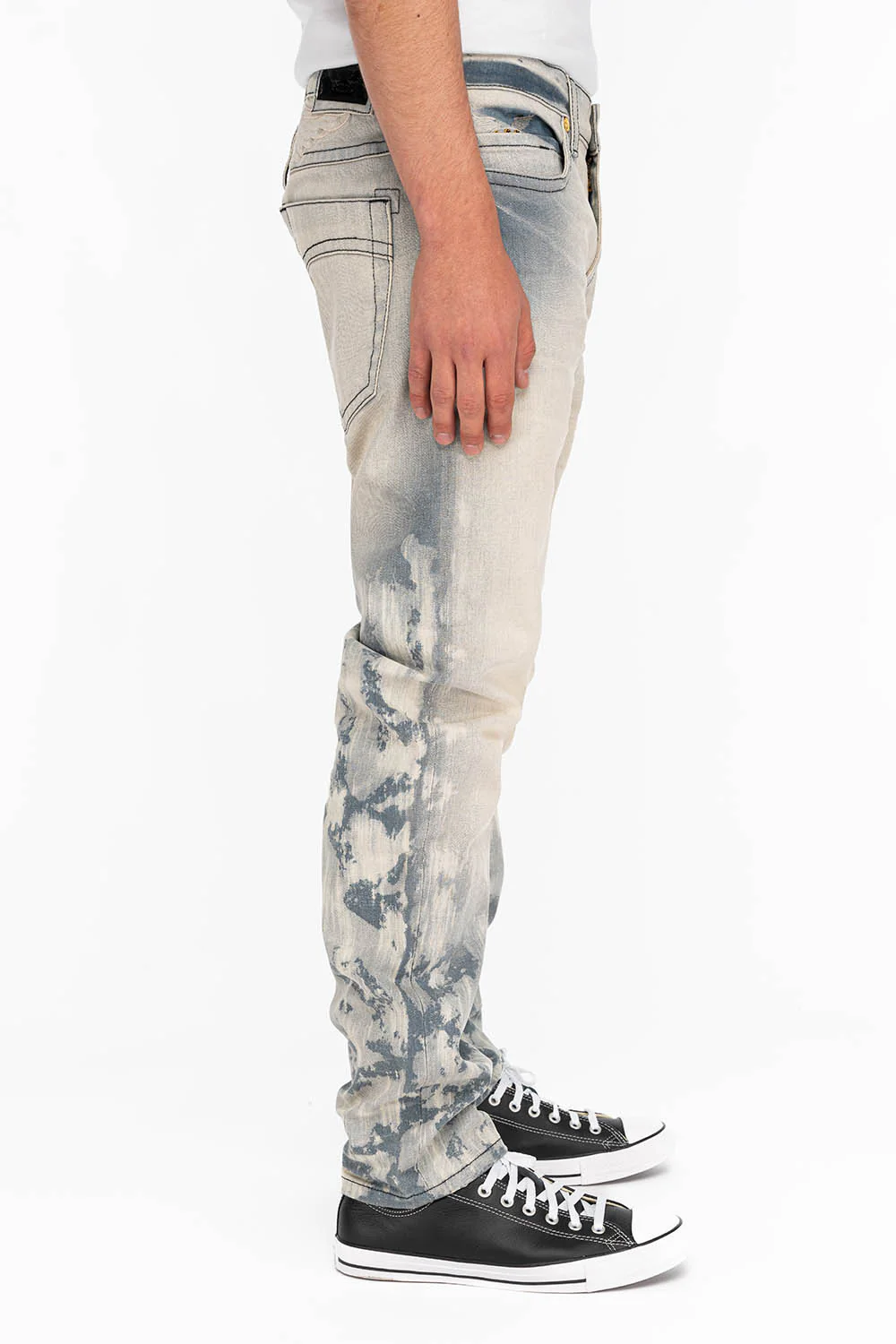 BIG MARLON 5 POCKET SLIM FIT MENS JEANS IN MINERAL LIGHT BLUE - Image 3