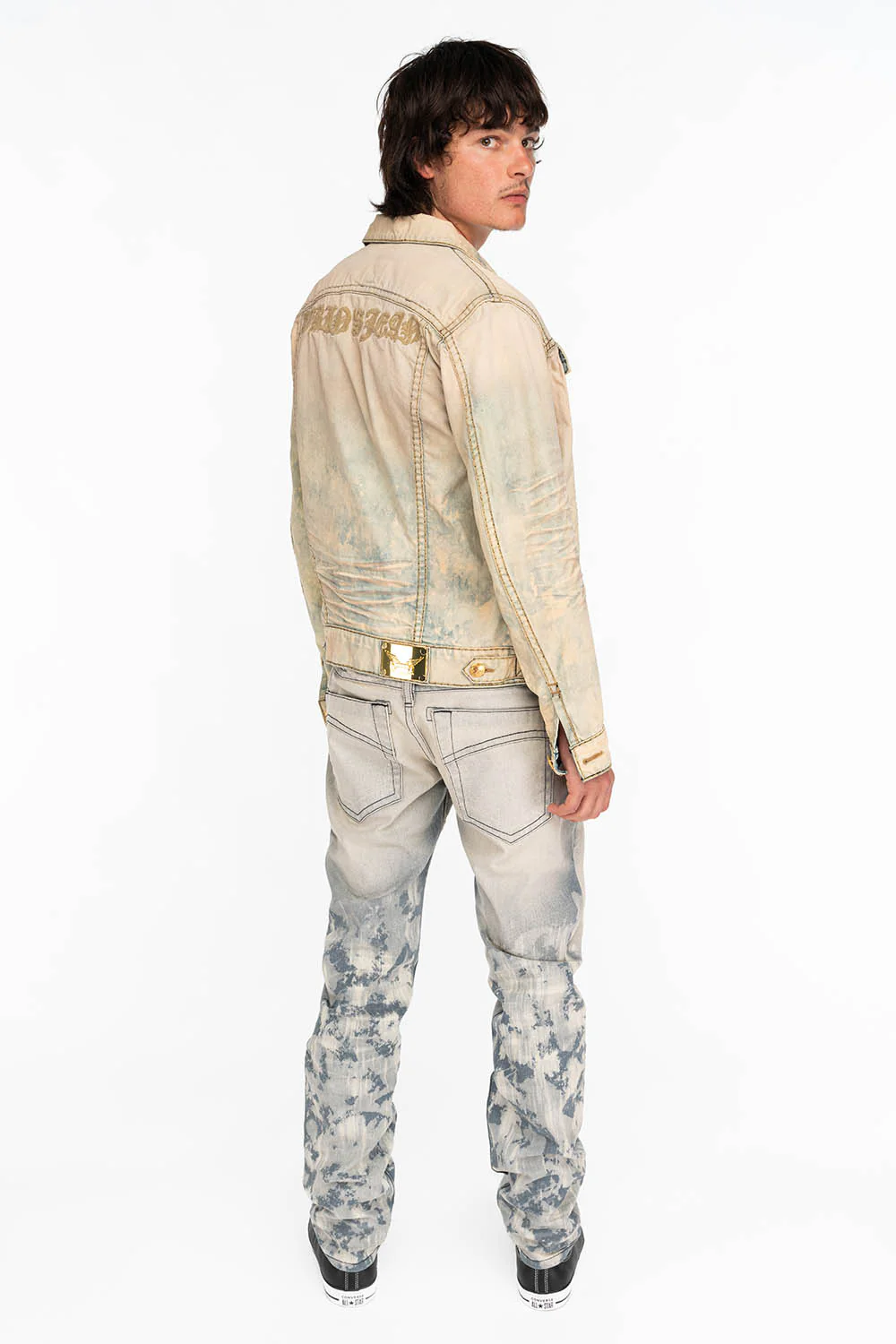 BIG MARLON 5 POCKET SLIM FIT MENS JEANS IN MINERAL LIGHT BLUE - Image 5