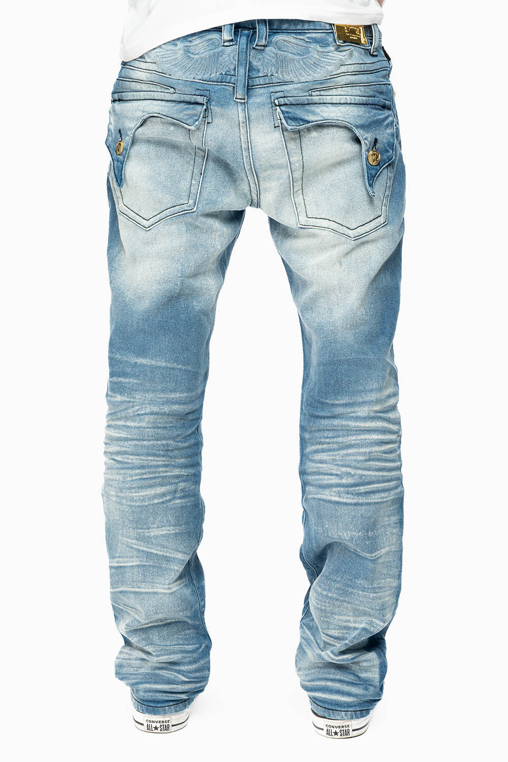 KILLER FLAP MENS STRAIGHT LEG JEAN IN  BLUE OMAHA MED WASH - Image 4