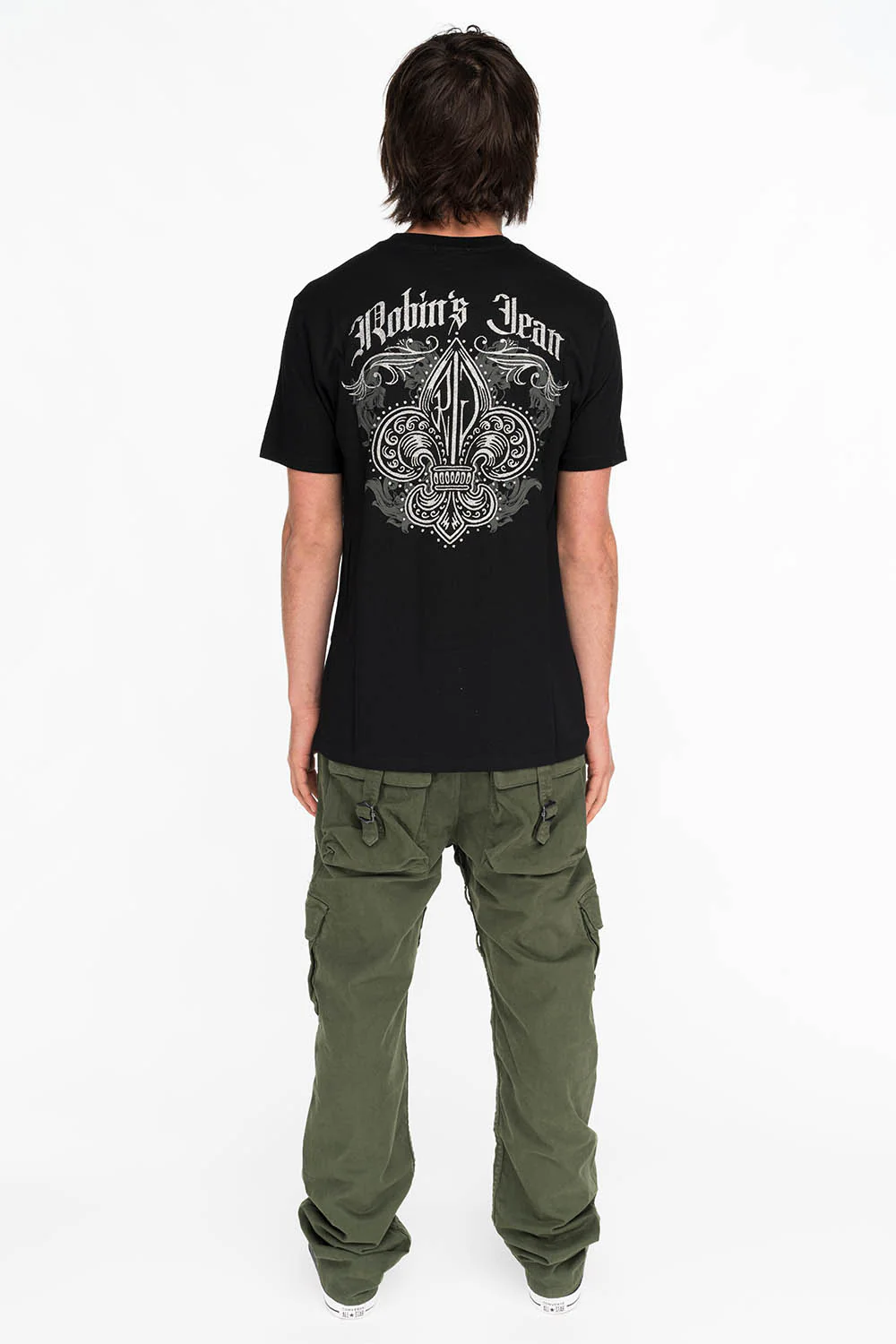 FLEUR DE LIS TEE IN BLACK WITH SILVER GLITTER - Image 3