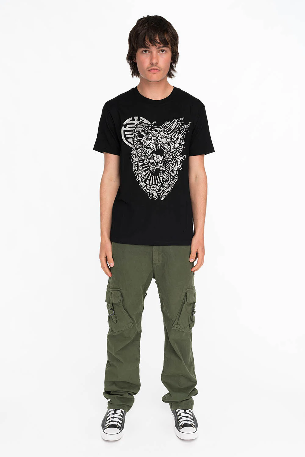 SHISHI LION TEE IN BLACK AND SILVER GLITTER - Image 4