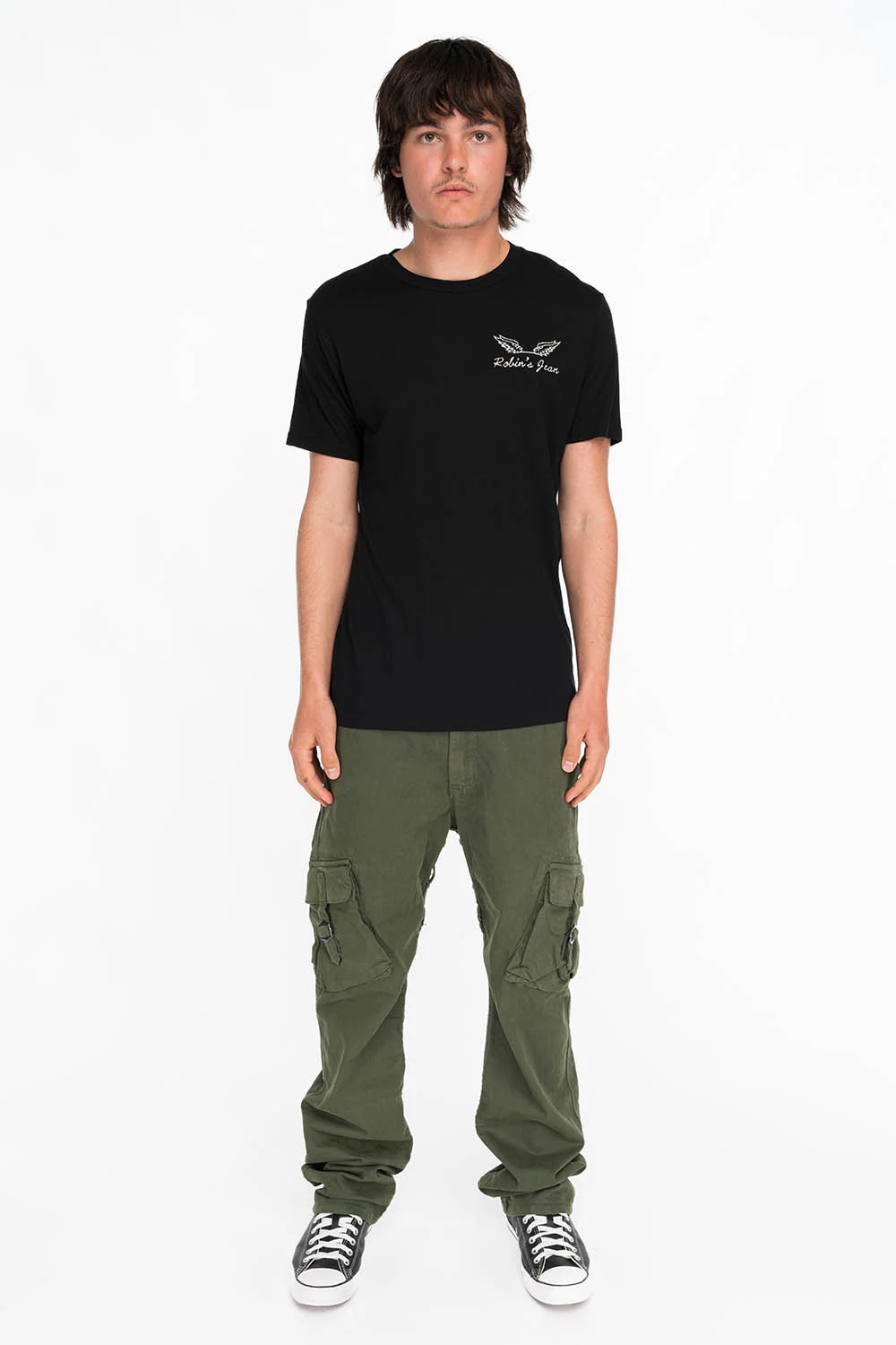 ROBINS HERALDY CREST SILVER GLITTER TEE IN BLACK - Image 4