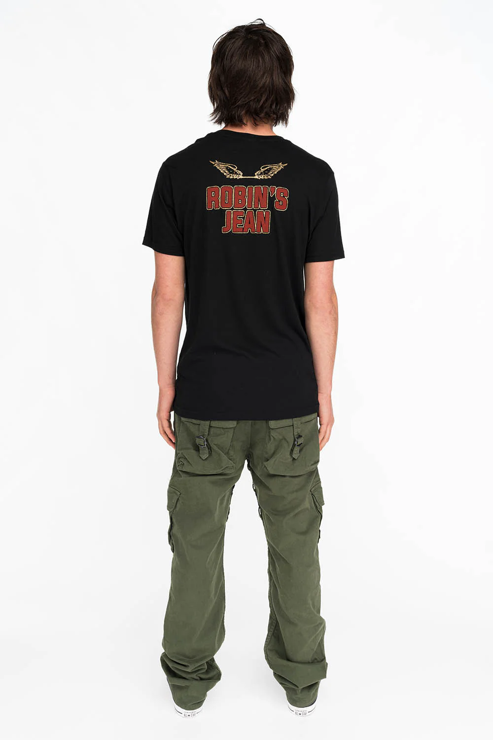 ROBINS SNAKE SCULL GOLD GLITTER TEE IN BLACK - Image 3