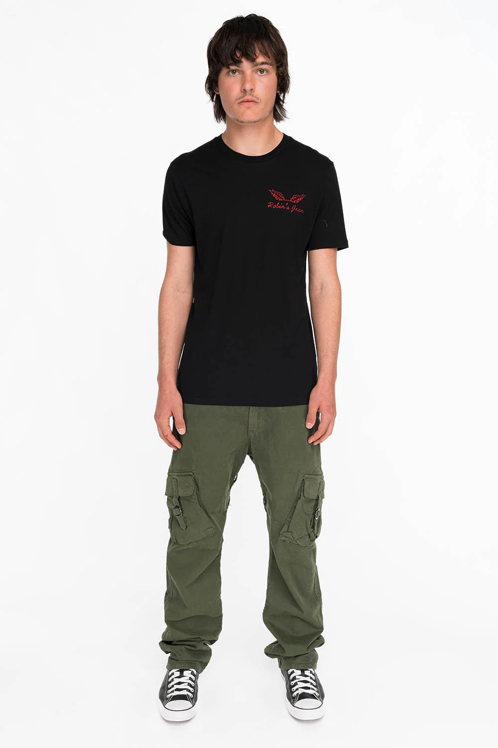 RED GLITTER FLEUR TEE WITH WINGS ON BACK IN BLACK - Image 4