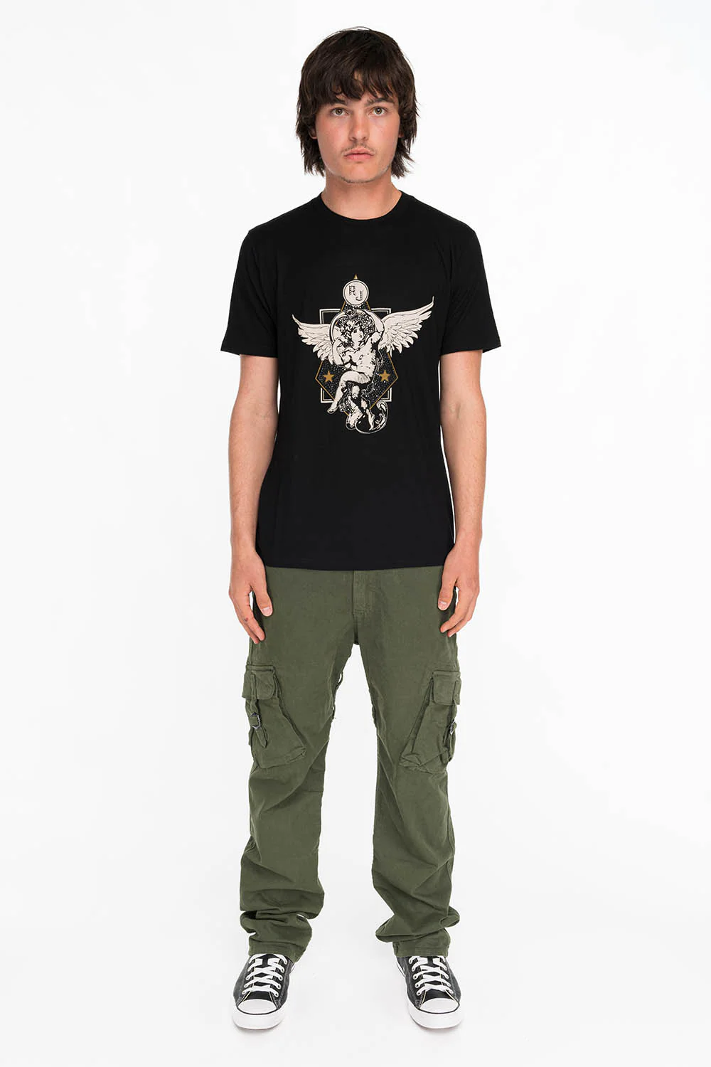CRYSTAL CHERUB TEE IN BLACK - Image 3