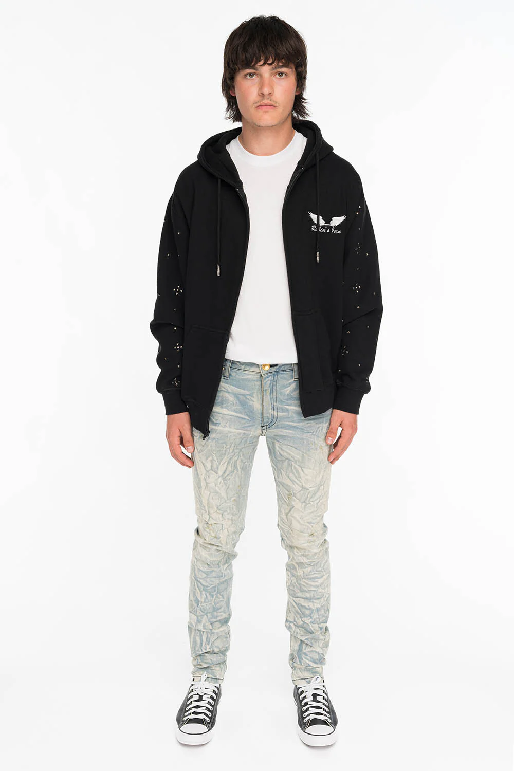 ROYAL CROWN SKINNY MENS JEANS IN VINTAGE BLUE WITH NAILHEAD - Image 5