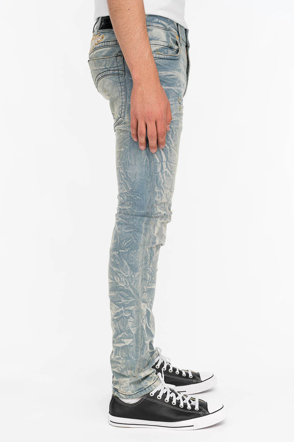 ROYAL CROWN SKINNY MENS JEANS IN VINTAGE BLUE - Image 4
