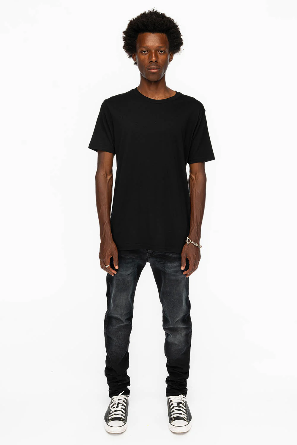 KILLER FLAP SKINNY MENS JEANS IN F_UP BLACK WITH FULL GOLD CRYSTALS - Image 7