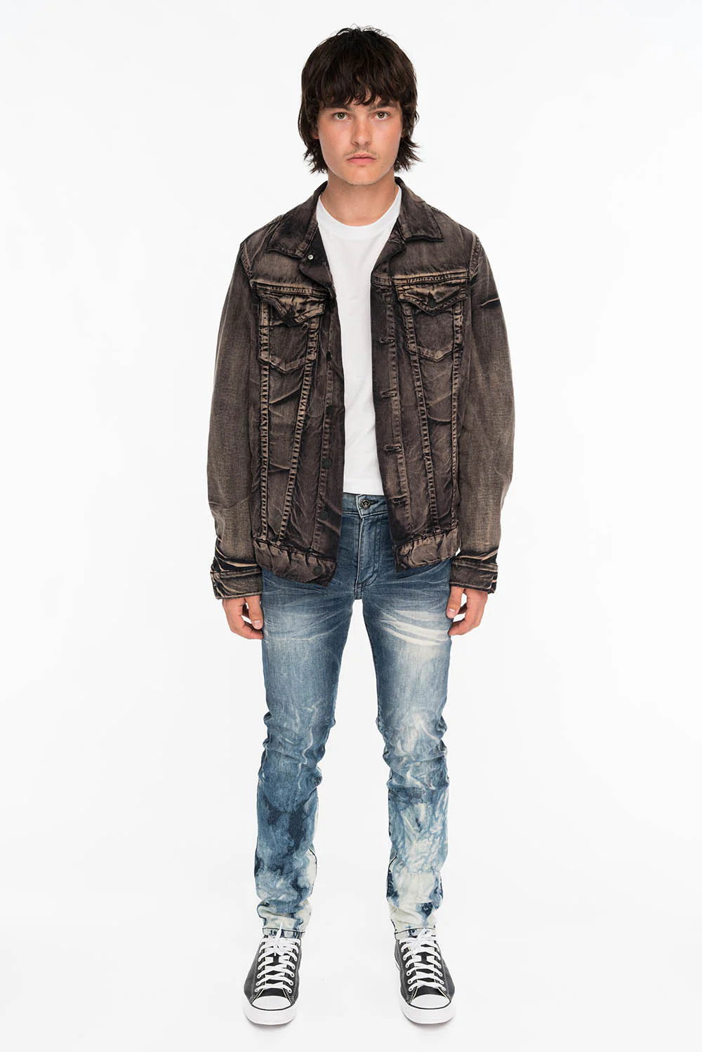 KILLER FLAP MENS SKINNY JEANS IN CLOUD JAPAN WITH INDIGO CROCODILE FLAPS - Image 4