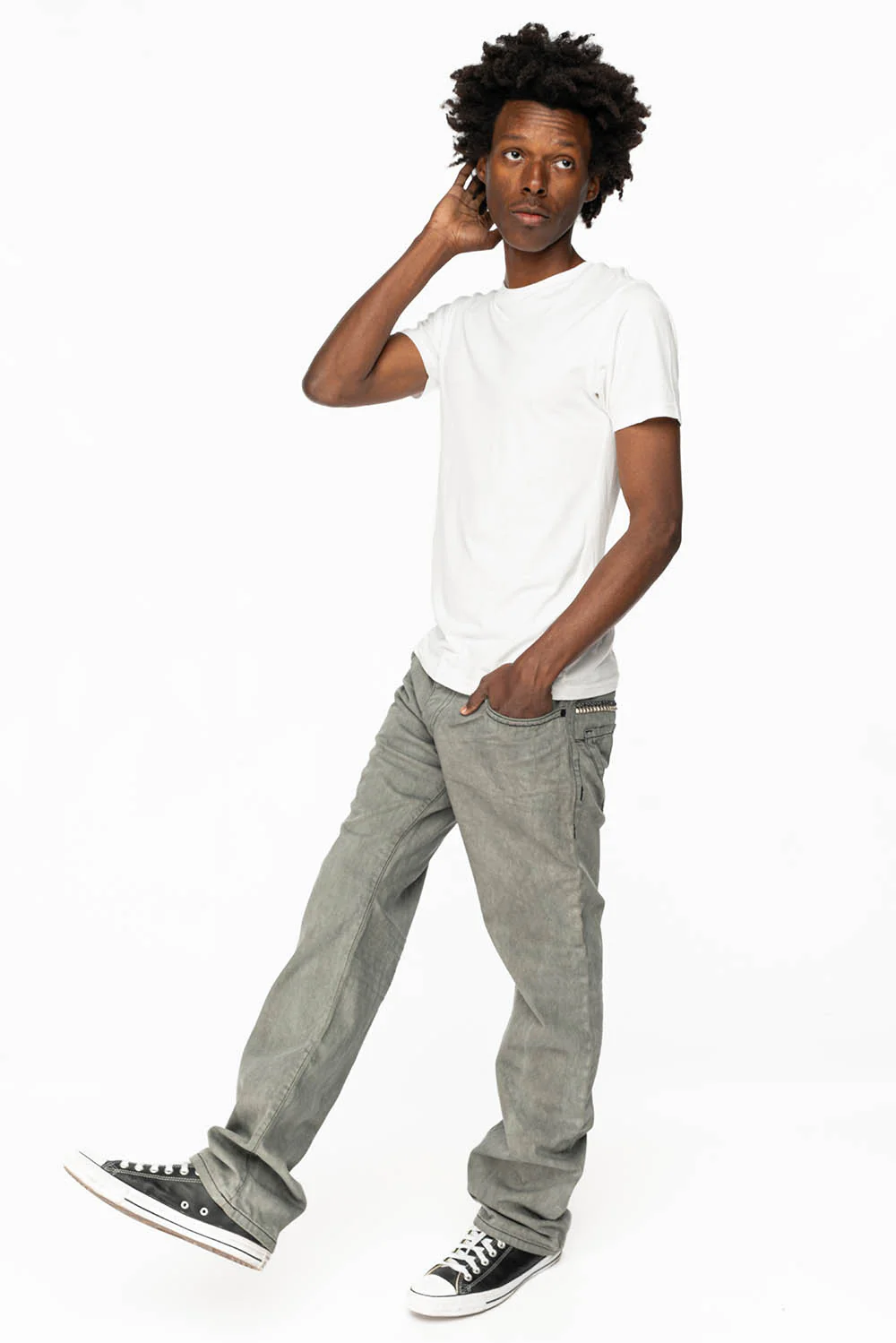 MENS STRAIGHT CUT JEANS WITH CRYSTALS AND STUDS IN FUTURE WASH - Image 8