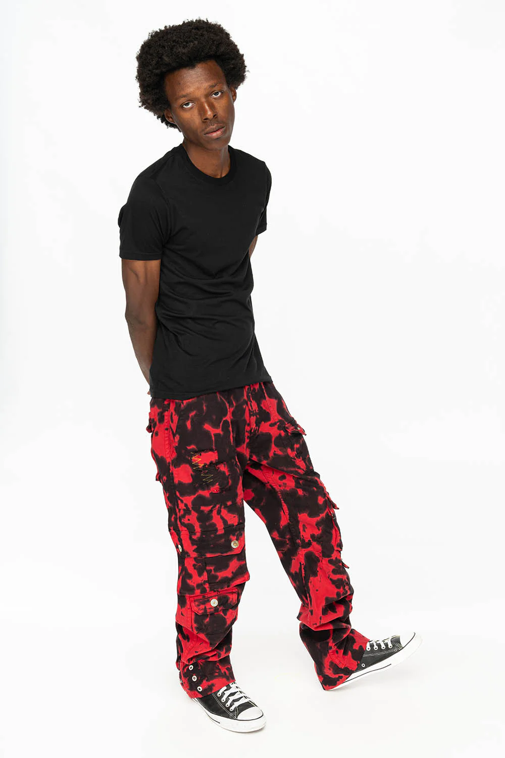 ORIGINAL ROBIN’S JEAN CALL OF DUTY CARGO PANTS IN BLACK/RED SPECIALTY WASH - Image 4
