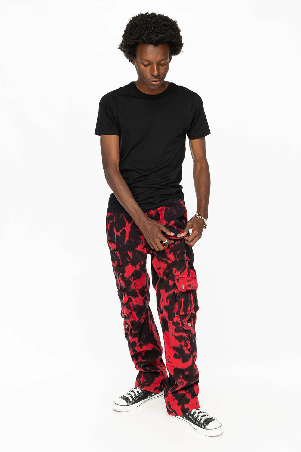 ORIGINAL ROBIN’S JEAN CALL OF DUTY CARGO PANTS IN BLACK/RED SPECIALTY WASH - Image 5