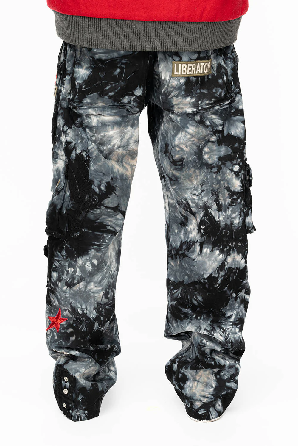 ORIGINAL ROBIN’S JEAN CALL OF DUTY CARGO PANTS IN CRYSTAL TYE DYE BLK WITH PATCH - Image 8