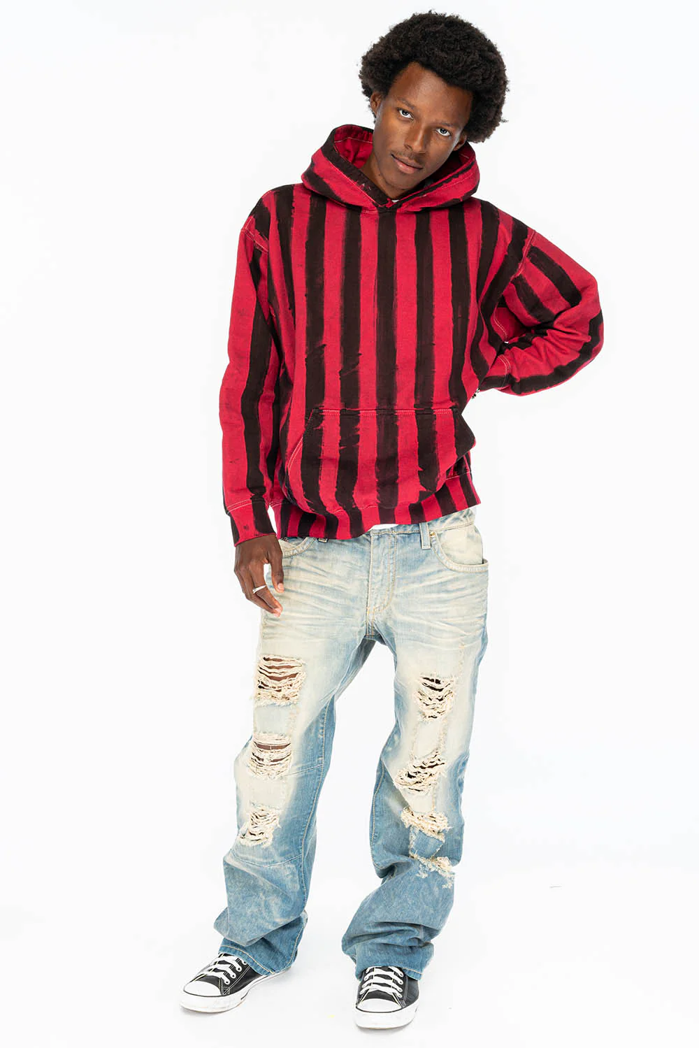 PRISONER BLACK/RED PULLOVER HOODIE  WITH Gold Wing - Image 3