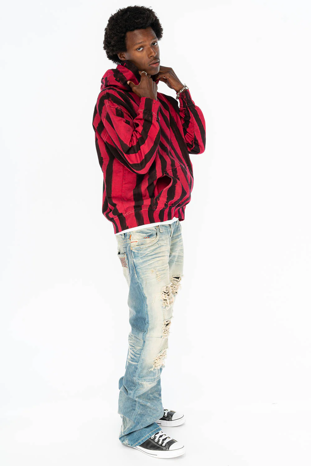 PRISONER BLACK/RED PULLOVER HOODIE  WITH Gold Wing - Image 5