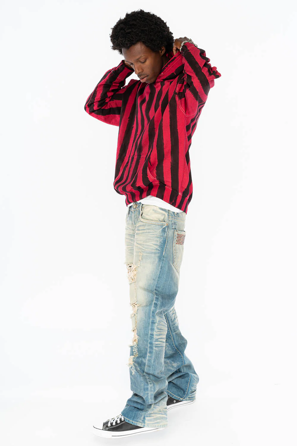 PRISONER BLACK/RED PULLOVER HOODIE  WITH Gold Wing - Image 8