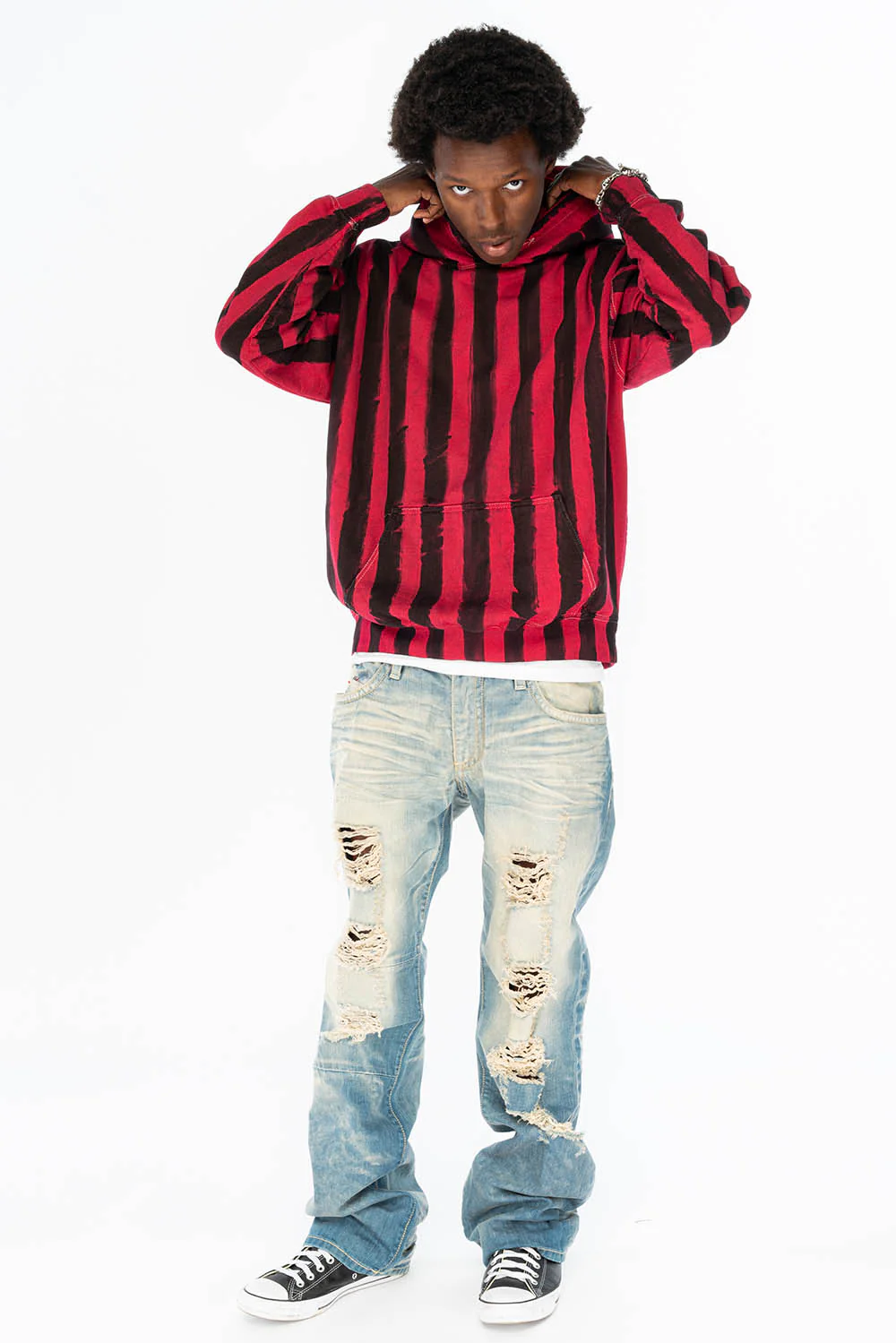 PRISONER BLACK/RED PULLOVER HOODIE  WITH Gold Wing - Image 9