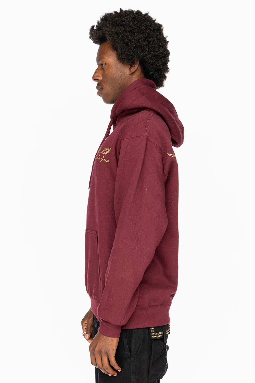 PULLOVER HOODIE IN BURGUNDY  WITH GOLD GLITTER FLEUR - Image 3