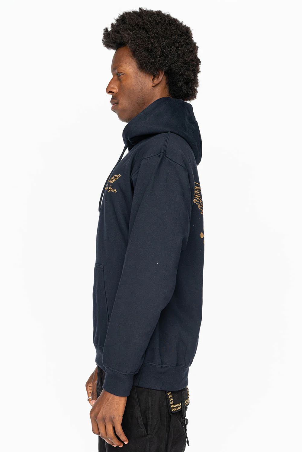 PULLOVER HOODIE IN NAVY  WITH GOLD GLITTER FLEUR - Image 3