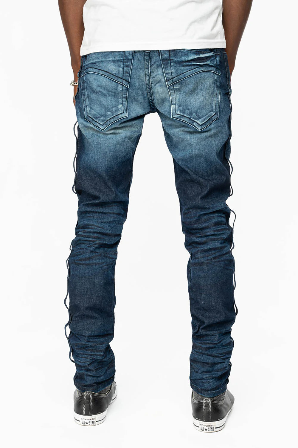 SUPER SKINNY MENS JEANS IN LIBERTY DARK BLUE WASH - Image 4