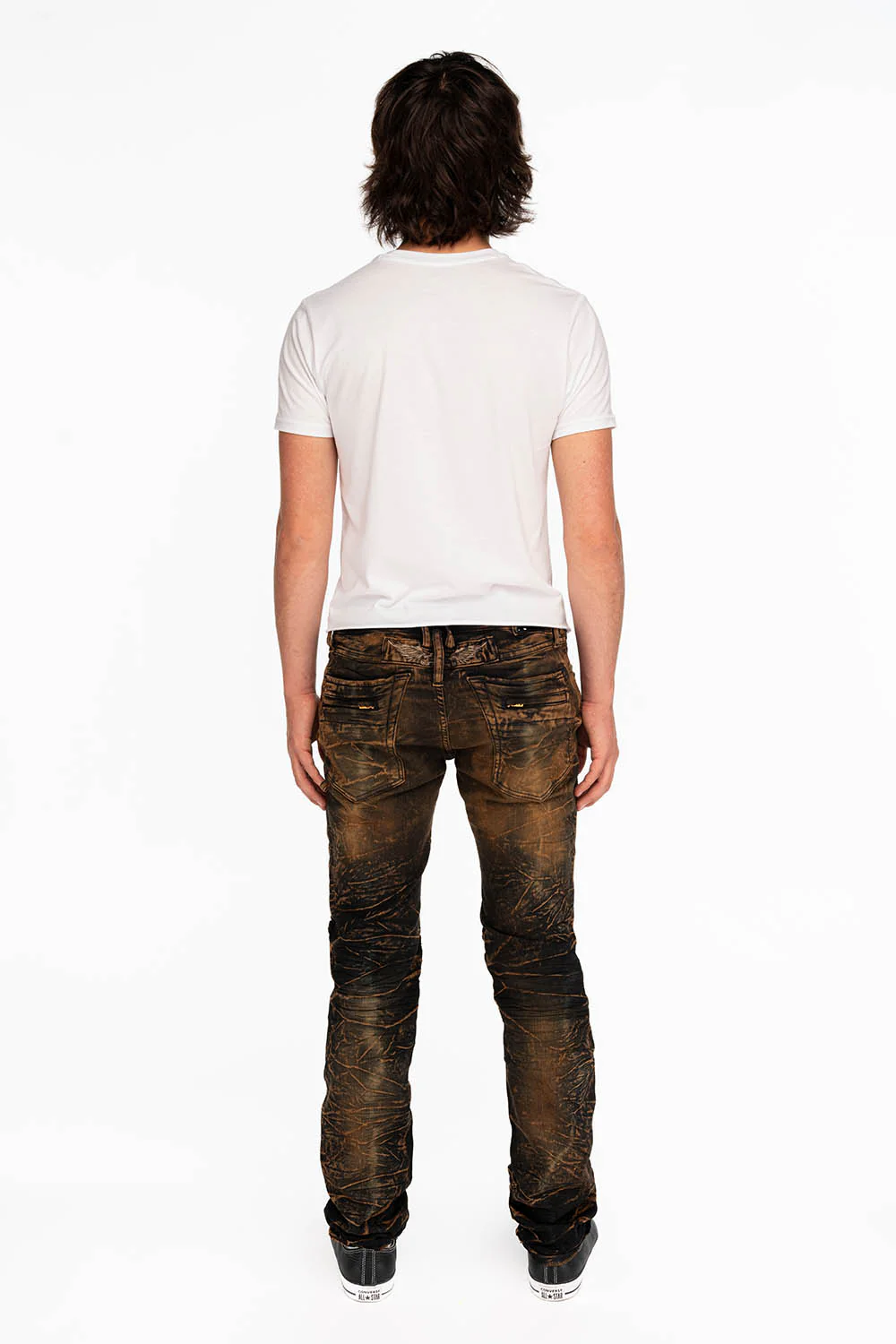 MOTO BIKER MEN'S SLIM STRAIGHT LEG EANS IN 4D DARK OXIDO - Image 5