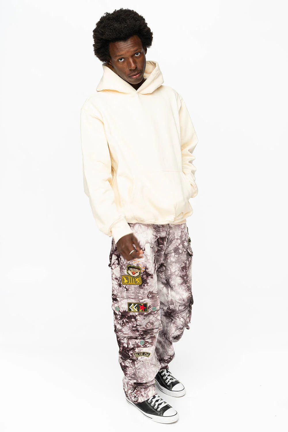 ROBIN’S HEAVY WEIGHT  NATIVE AMERICAN CHIEF PULLOVER HOODIE IN CREAM - Image 5