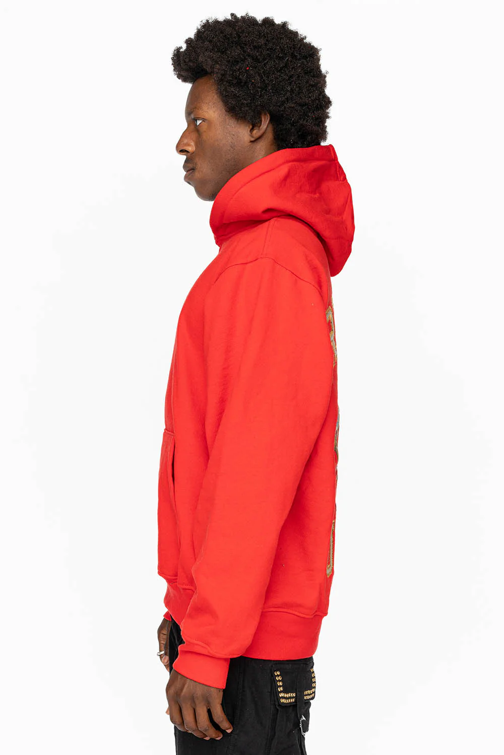 ROBIN’S HEAVY WEIGHT NATIVE AMERICAN CHIEF PULLOVER HOODIE IN RED - Image 3