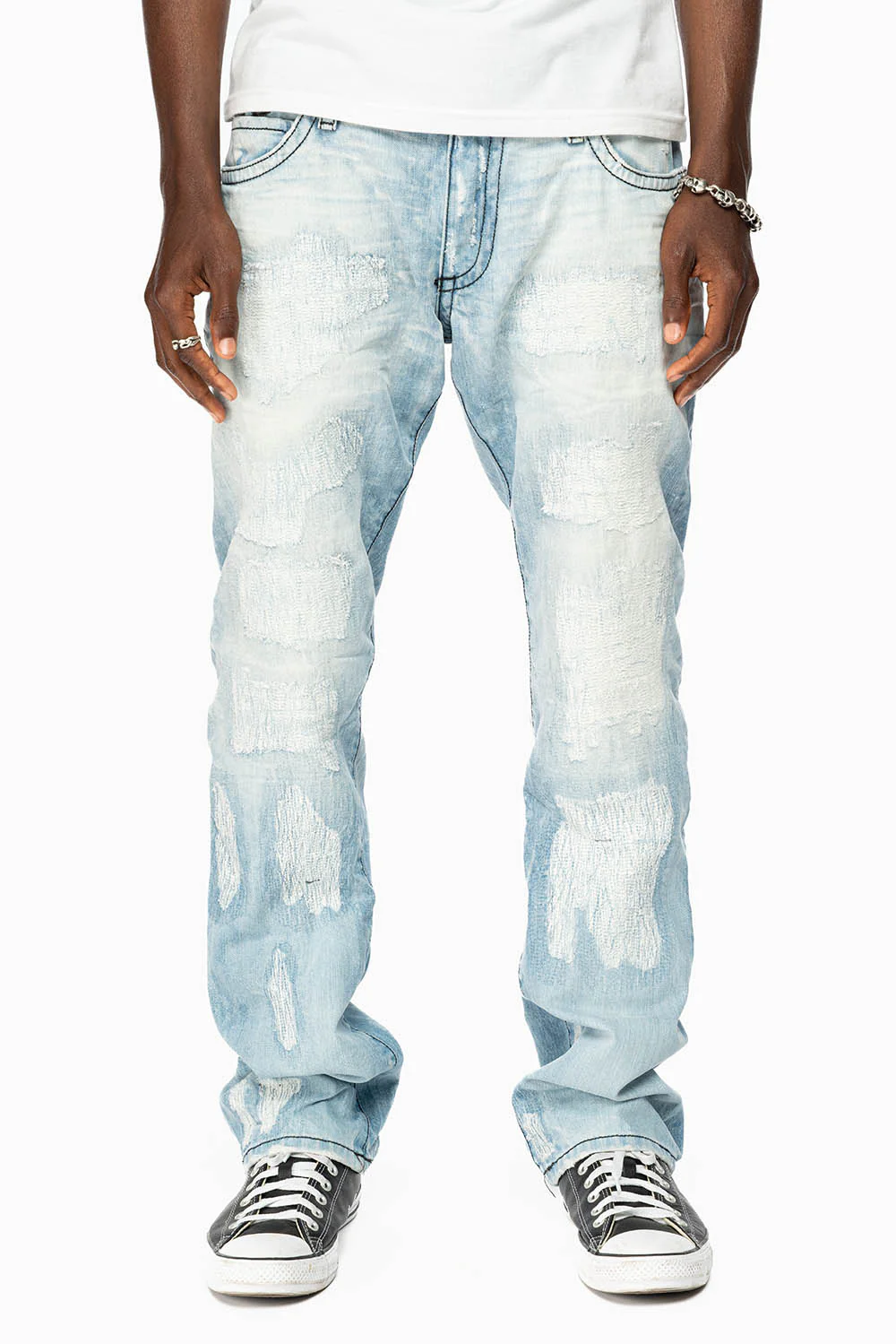 ROBIN'S REPAIRED JEANS IN 5D LIGHT BLUE WASH - Image 3