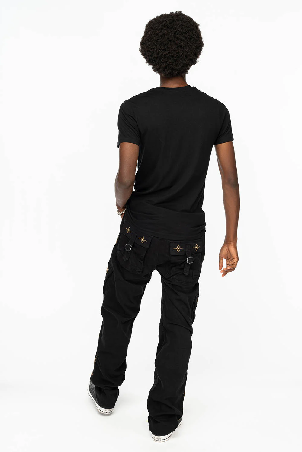 ROBINS NEW MILITARY STYLE CARGO PANTS IN BLACK WITH WITH GUNSLINGER CRYSTAL MOTIF - Image 3