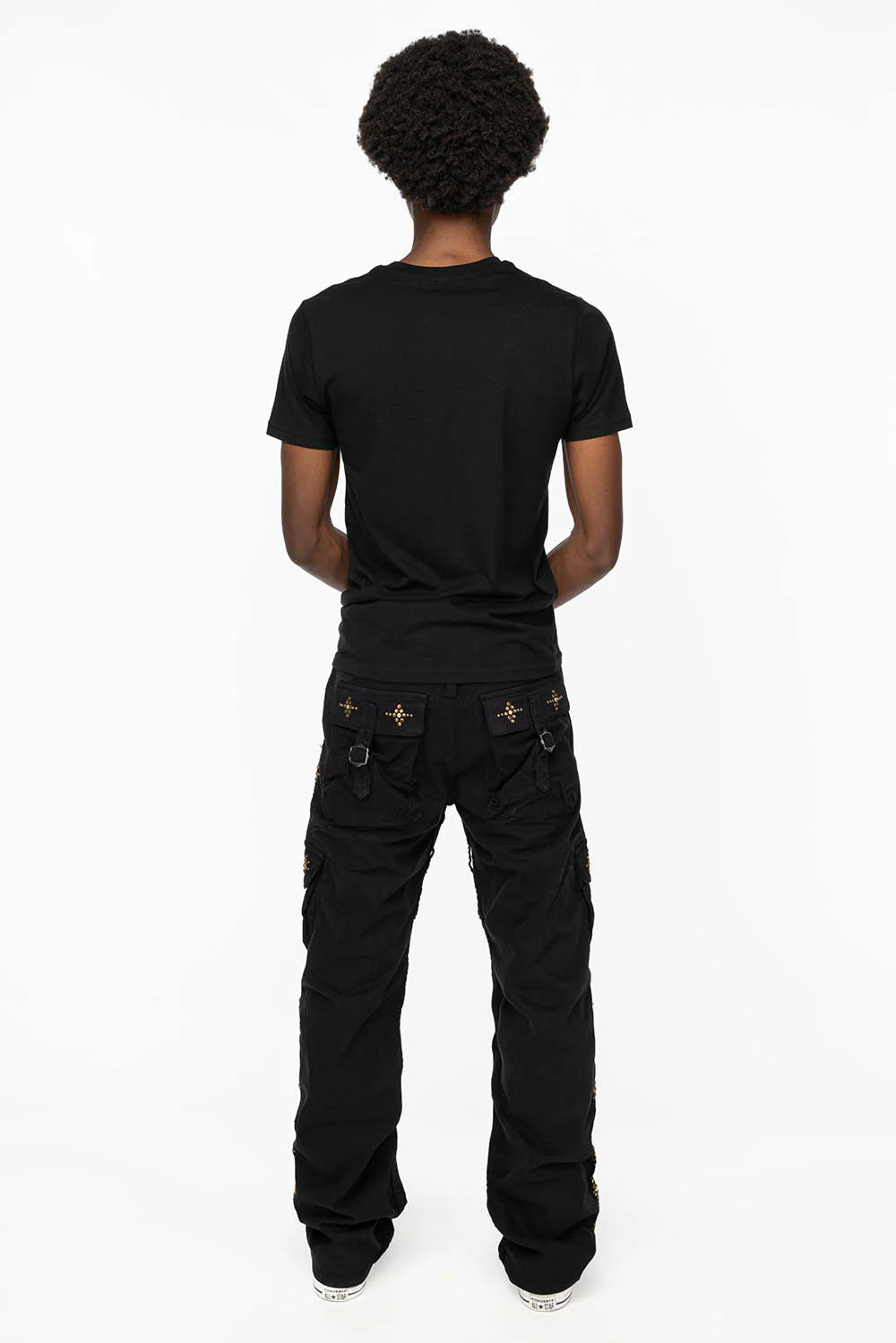 ROBINS NEW MILITARY STYLE CARGO PANTS IN BLACK WITH WITH GUNSLINGER CRYSTAL MOTIF - Image 5