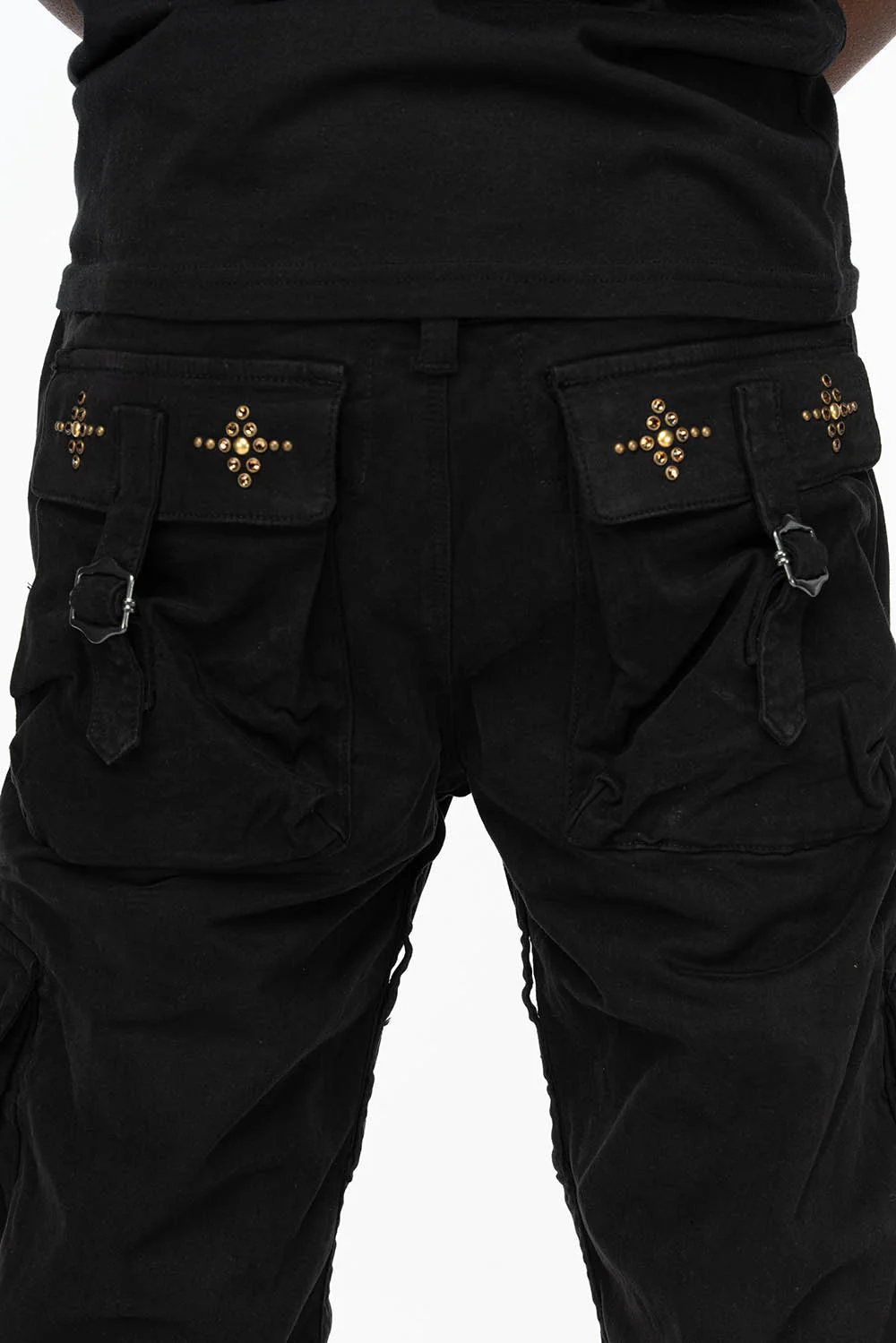 ROBINS NEW MILITARY STYLE CARGO PANTS IN BLACK WITH WITH GUNSLINGER CRYSTAL MOTIF - Image 6