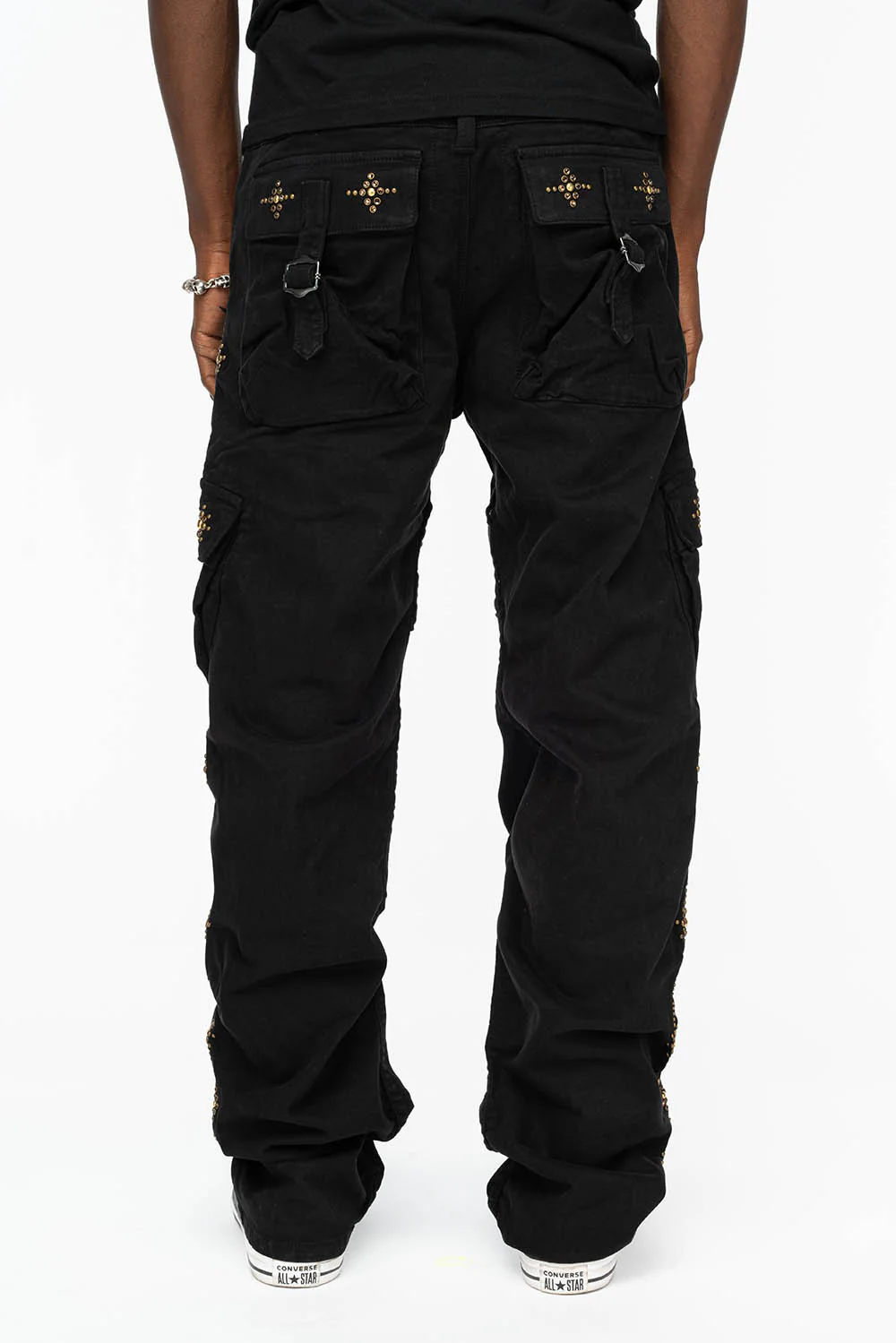 ROBINS NEW MILITARY STYLE CARGO PANTS IN BLACK WITH WITH GUNSLINGER CRYSTAL MOTIF - Image 7