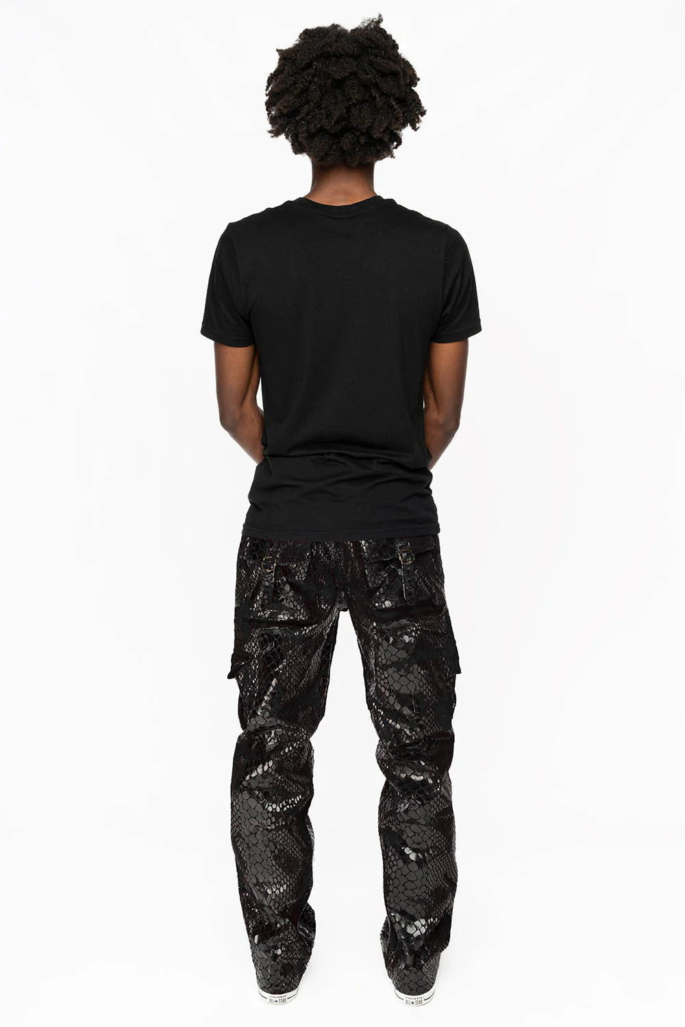 ROBINS NEW MILITARY STYLE CARGO PANTS IN LIZARD BLACK WITH EMBROIDERY - Image 5