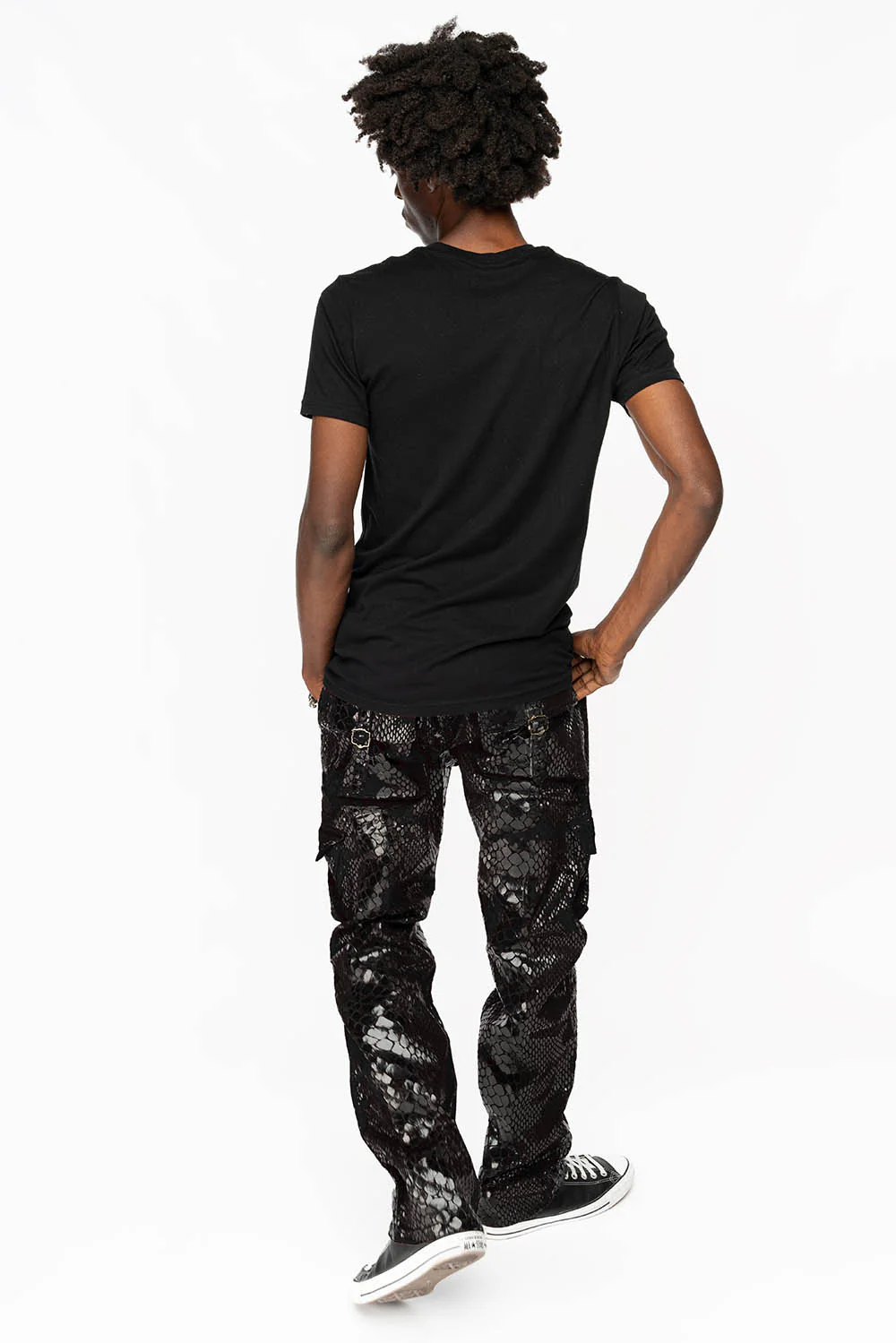 ROBINS NEW MILITARY STYLE CARGO PANTS IN LIZARD BLACK WITH EMBROIDERY - Image 7
