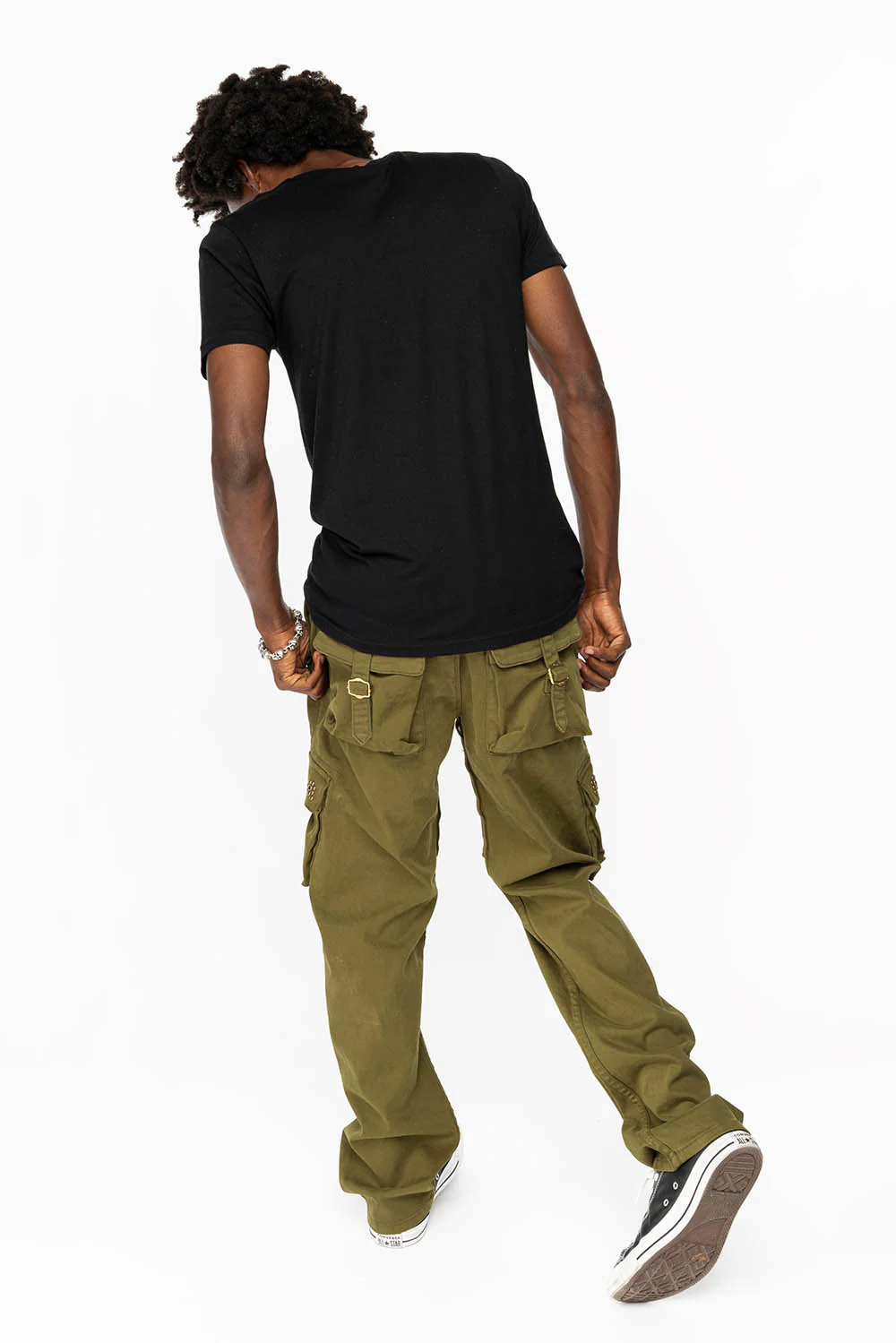 ROBINS NEW MILITARY STYLE CARGO PANTS IN OLIVE WITH WESTERN CRYSTAL MOTIF - Image 6